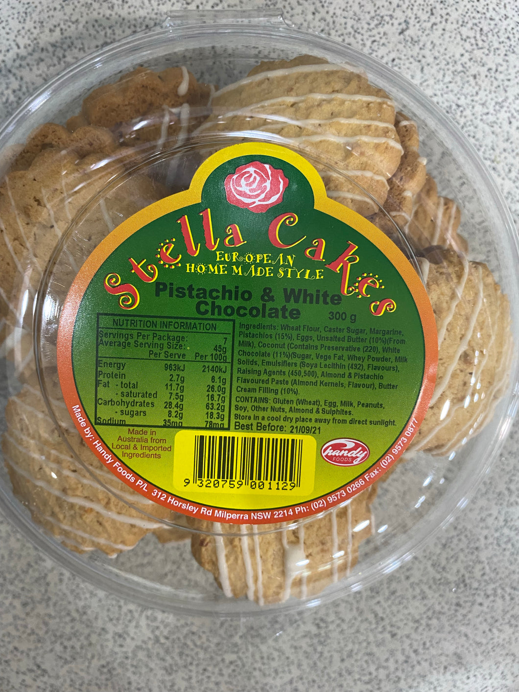 Pistachio and White Chocolate Biscuits 300g